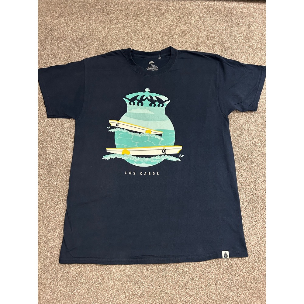 Corona T-Shirt Mens Large Navy Blue Like New Los Cabos Mexico Graphic Tee